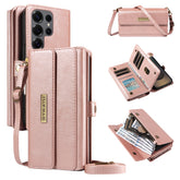 For Samsung Galaxy S25 Ultra Case YIKATU YK-008 Zipper Wallet Leather Phone Cover with Shoulder Strap