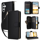 For Samsung Galaxy S25 FE Case 9 Card Slots Zipper Pocket PU Leather Phone Cover with Wrist Strap - TechGearPal