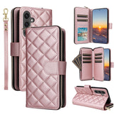 For Samsung Galaxy S25 FE Case Zipper Wallet Rhombus PU Leather Crossbody Phone Cover - TechGearPal