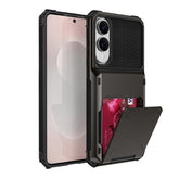 Für Samsung Galaxy S25 Edge Hülle PC + TPU Dual Layer Rückseite Telefonabdeckung mit Kartenhalter