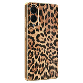 For Samsung Galaxy S25 Edge Case Leopard Print PU Leather Coated PC + TPU Electroplating Phone Cover