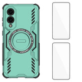 For Samsung Galaxy S25 Edge Magnetic Case WANLONFENG DJ Series PC TPU Phone Cover with 2Pcs Tempered Glass Film