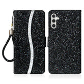 Étui portefeuille en cuir PU pour Samsung Galaxy S25 FE avec emplacements pour cartes et paillettes