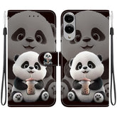 Für Samsung Galaxy S25 Edge Ledertasche Stand Wallet Musterdruck Telefonabdeckung mit Handschlaufe