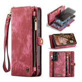 CASEME 008-Serie für Samsung Galaxy S23+, multifunktionales PU-Leder, freihändiger Stand-Flip-Cover, abnehmbare magnetische Brieftaschenhülle mit Reißverschluss