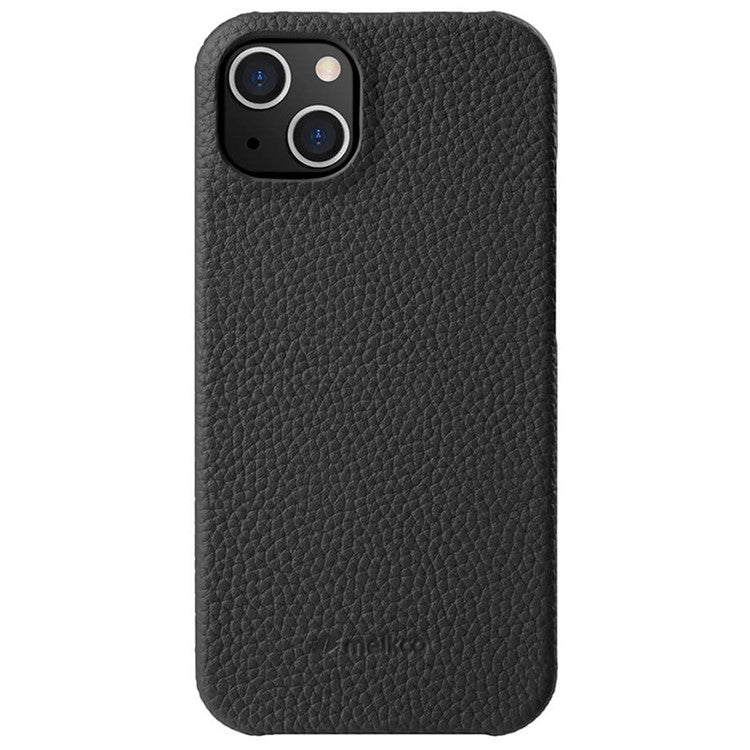 MELKCO For iPhone 14 Plus Genuine Cow Leather Coated PC Cover Protective Phone Case Compatible with MagSafe - TechGearPal