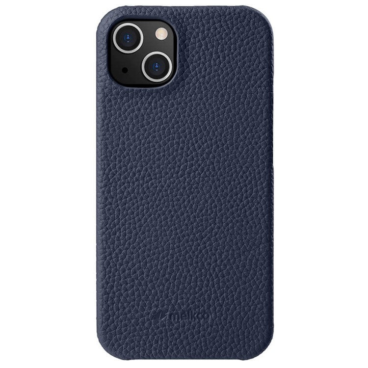 MELKCO For iPhone 14 Plus Genuine Cow Leather Coated PC Cover Protective Phone Case Compatible with MagSafe - TechGearPal