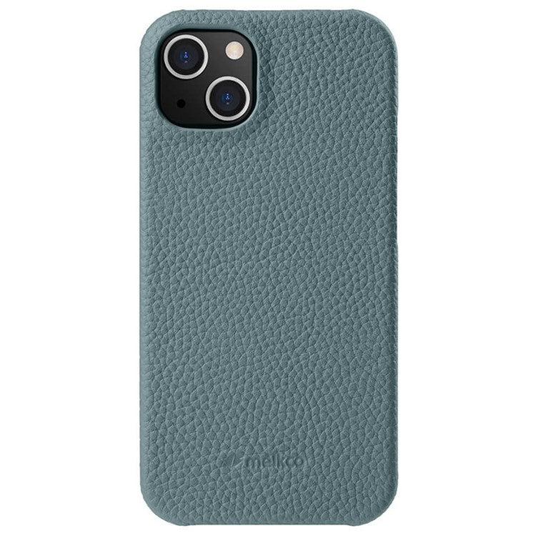 MELKCO For iPhone 14 Plus Genuine Cow Leather Coated PC Cover Protective Phone Case Compatible with MagSafe - TechGearPal