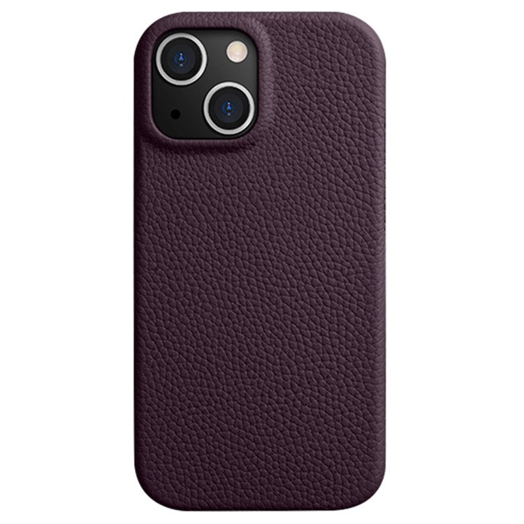 MELKCO For iPhone 14 Plus Genuine Cow Leather Coated PC Cover Protective Phone Case Compatible with MagSafe - TechGearPal