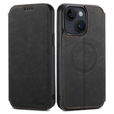 SUTENI J06 For iPhone 15 Plus Case Litchi Texture PU Leather+TPU Cover Compatible with MagSaf - TechGearPal