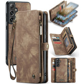 For Samsung Galaxy S24 Phone Cases CASEME 008 Leather Cover with Detachable Wallet and Strap - TechGearPal