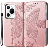 For Huawei Pura 70 Case Card Holders Butterfly Pattern PU Leather Phone Cove - TechGearPal