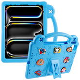 For iPad Pro 11 (2024) Case Cartoon Patterns Hand Grip Kickstand Tablet EVA Cover