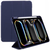 MUTURAL For iPad Pro 11 (2024) Case Tri-Fold Stand Transparent Back Leather Cover with Pen Slot