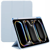MUTURAL For iPad Pro 11 (2024) Case Tri-Fold Stand Transparent Back Leather Cover with Pen Slot