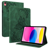 For iPad (2025) / 10.9 (2022) Butterfly Flower Imprinted PU Leather Card Holder Stand Smart Tablet Case with Pencil Holder - TechGearPal