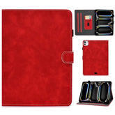 For iPad Pro 11 (2024) Cowhide Texture PU Leather Stand Tablet Case Card Holder Cover with Pen Holder Loop
