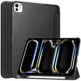 For iPad Pro 11 (2024) Case Stand PU Leather + PC Matte Back Tablet Case