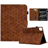 A6 For iPad Pro 11 (2024) Case Card Slots Stand Rhombus Auto Wake / Sleep Leather Tablet Cover