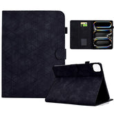 A6 For iPad Pro 11 (2024) Case Card Slots Stand Rhombus Auto Wake / Sleep Leather Tablet Cover