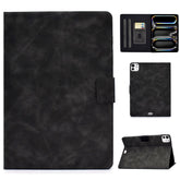 For iPad Pro 11 (2024) Case Cowhide Texture Leather Tablet Cover Multi-Angle Viewing