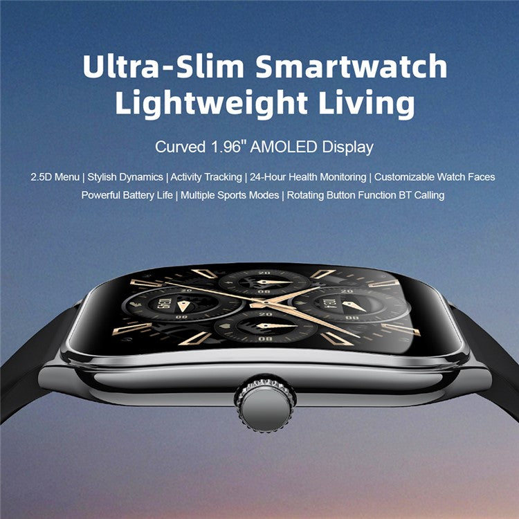 MT61 Ultra Thin Smart Watch 1.96 Inch AMOLED Curved Screen Bluetooth-Compatible Calling Health Monitor, Steel Strap - TechGearPal