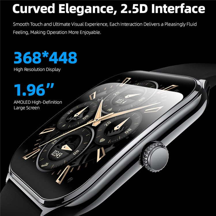 MT61 Ultra Thin Smart Watch 1.96 Inch AMOLED Curved Screen Bluetooth-Compatible Calling Health Monitor, Steel Strap - TechGearPal