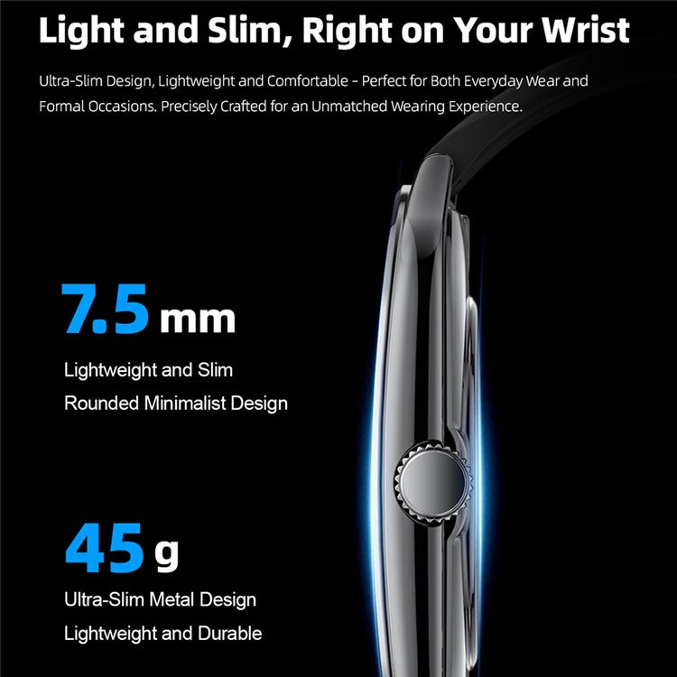 MT61 Ultra Thin Smart Watch 1.96 Inch AMOLED Curved Screen Bluetooth-Compatible Calling Health Monitor, Steel Strap - TechGearPal