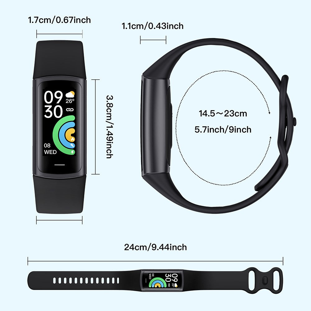 C68L 0.96" Smart Watch with Heart Rate, Temperature Monitoring Message Push Pedometer Sports Bracelet - TechGearPal