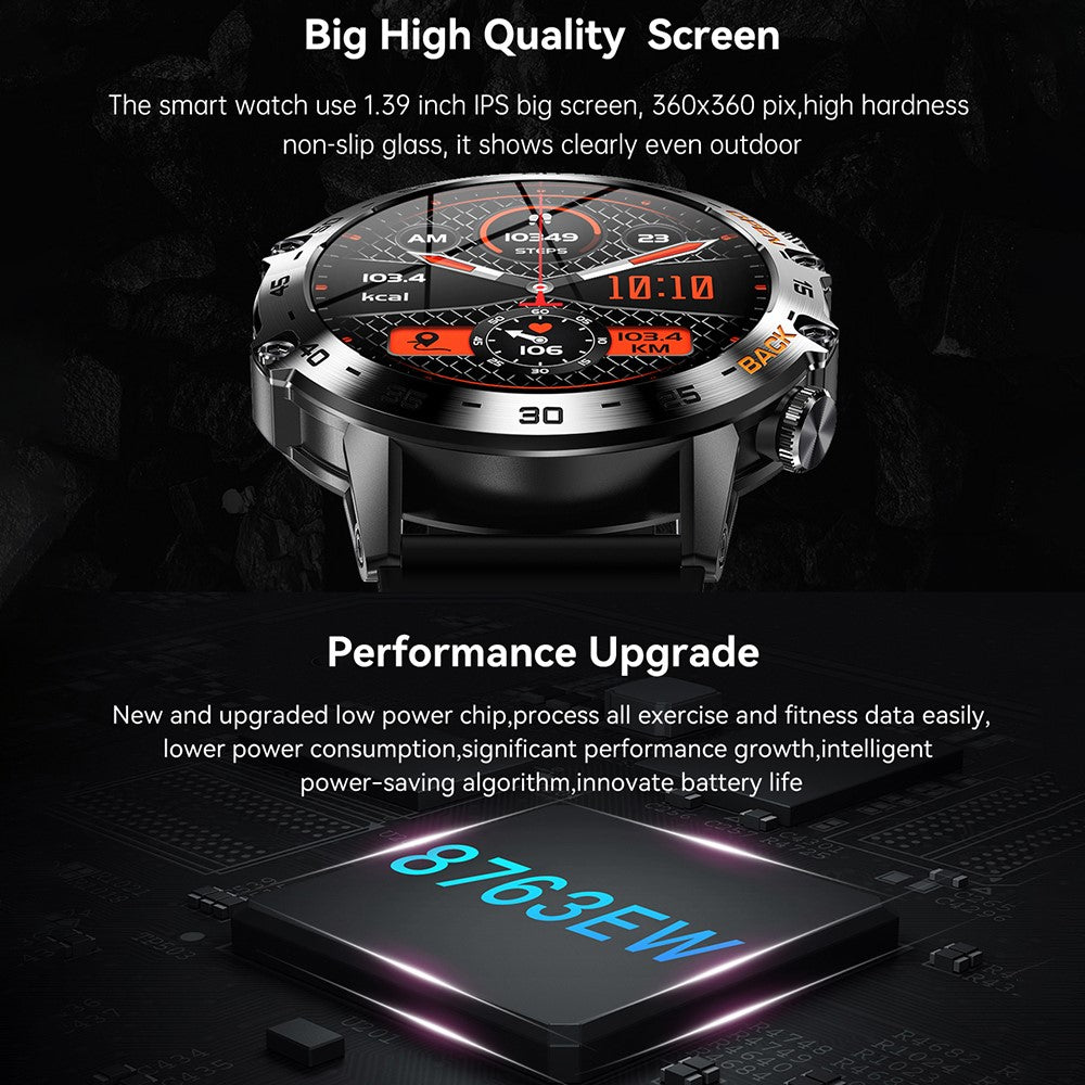 K52 1.39 inch IPS Display Smart Watch Heart Rate Monitor Bluetooth-Compatible Talk Long Standby Sports Bracelet - TechGearPal