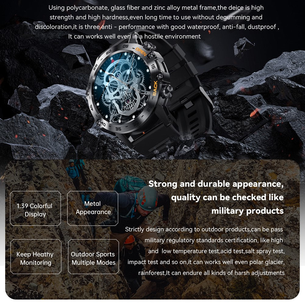 K52 1.39 inch IPS Display Smart Watch Heart Rate Monitor Bluetooth-Compatible Talk Long Standby Sports Bracelet - TechGearPal