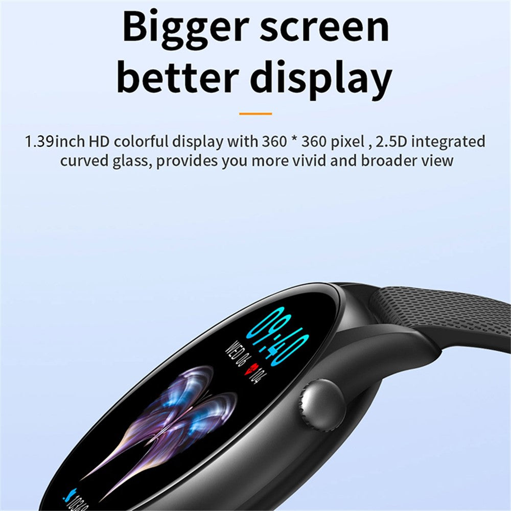 KT60 1.39-inch Fitness Tracker Bluetooth-compatible Call Voice Assistant Waterproof Smart Bracelet - TechGearPal