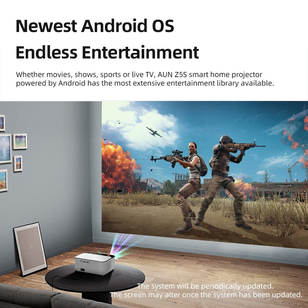 AUN Z5S Portable Full HD Home Cinema 1080P Android Video Projector 4K Movie Decode 3D Mini Smart Theater