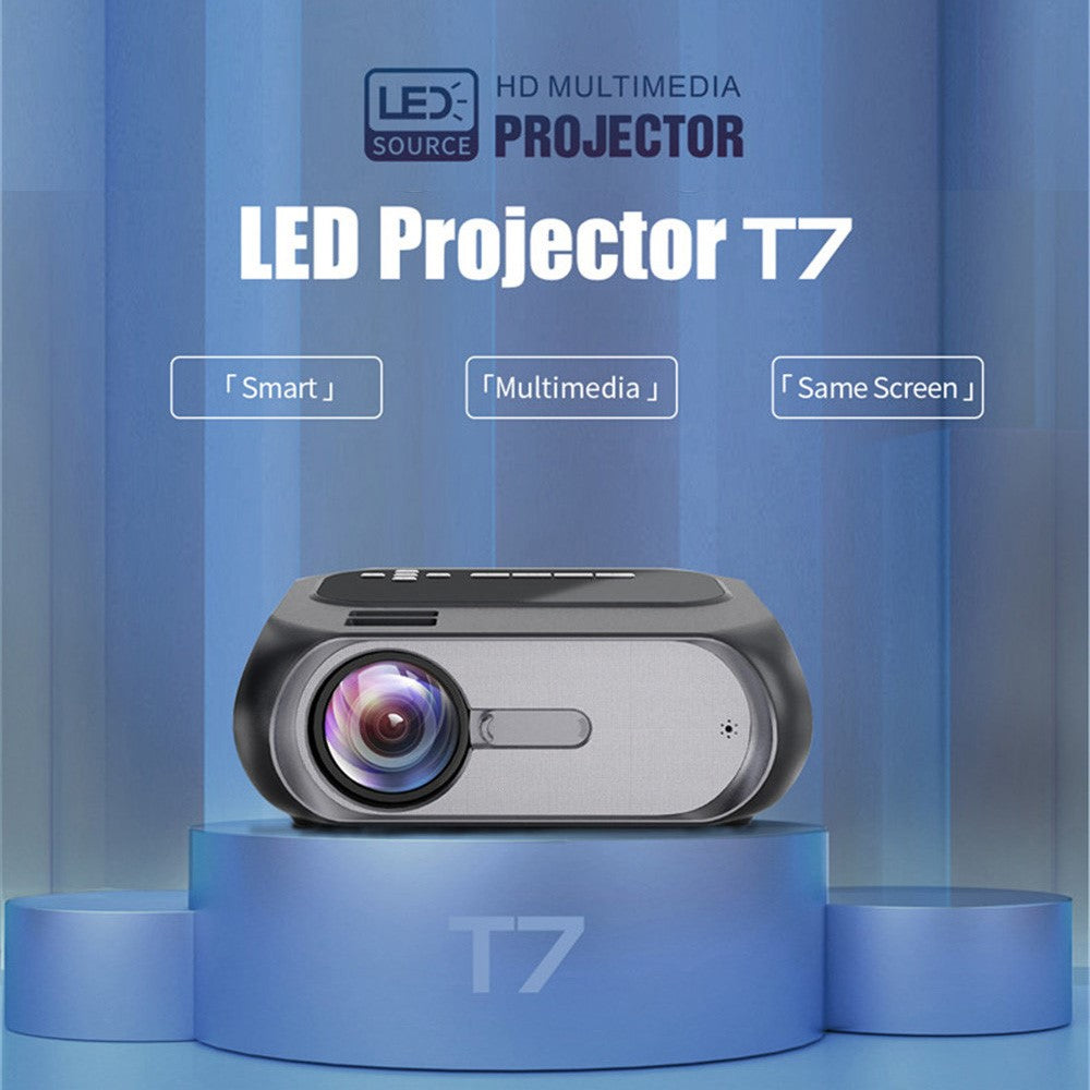 T7 1080P HD Video Mini Projector Portable 200ANSI Movie Projector with Synchronize Smartphone Screen Function
