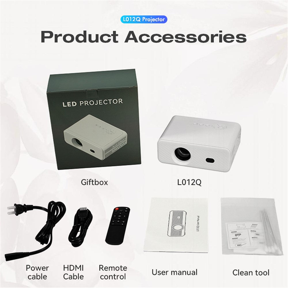 L012AQ 4K Projector with WiFi 6 Bluetooth-compatible 5.2 Android 11 WIFI 6 720P 1+8G Smart Home Projector