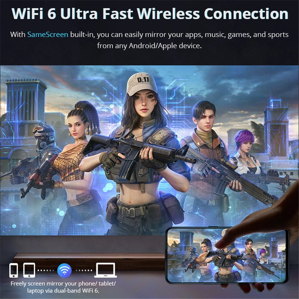 L012AQ 4K Projector with WiFi 6 Bluetooth-compatible 5.2 Android 11 WIFI 6 720P 1+8G Smart Home Projector