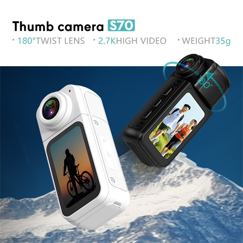 S70 Thumb Camera Rotation Lens WiFi DV Camera 2.7K HD First Person View Sports Cycling Camera with 32G Memory Card - TechGearPal
