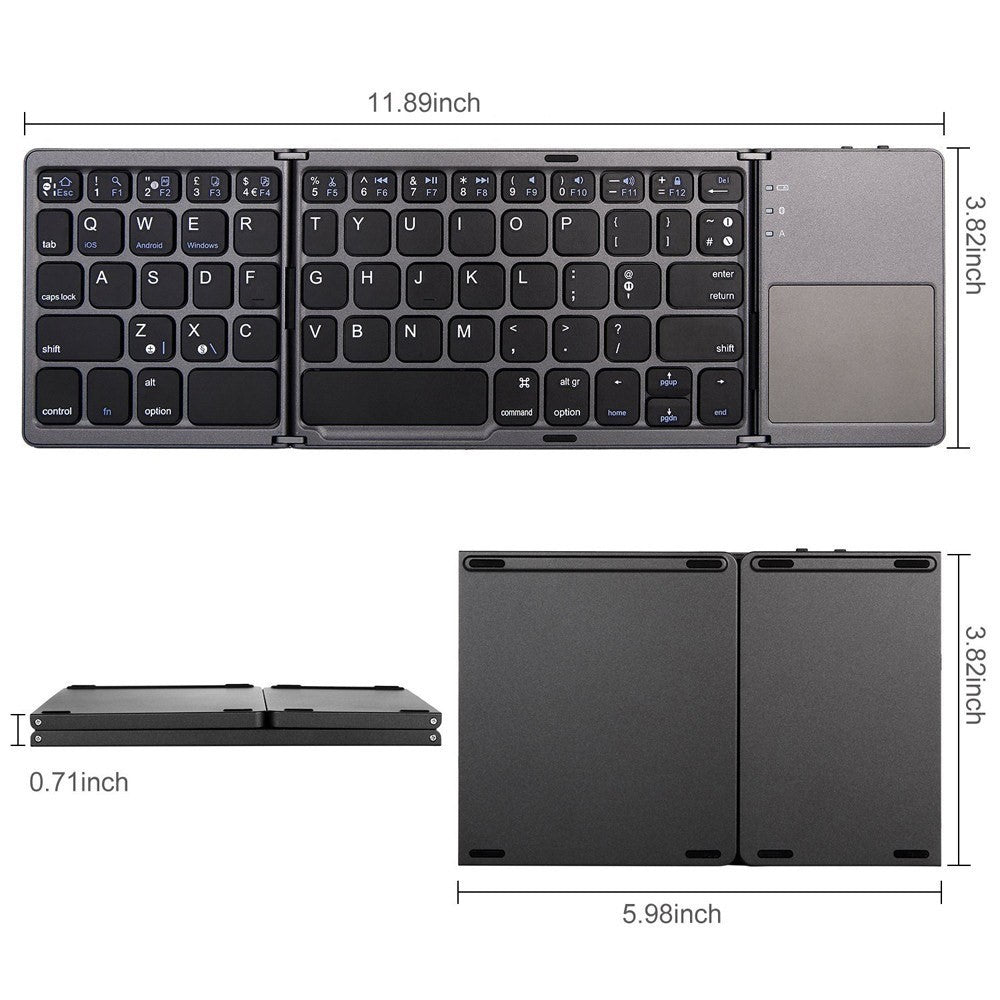 Wireless Bluetooth-Compatible Keyboard Mini Tri-Fold Keyboard with Touchpad for Tablet Phone Computer - TechGearPal