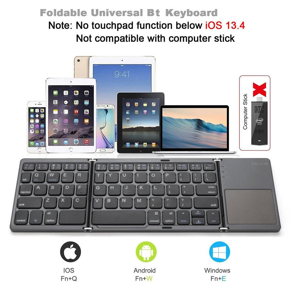Wireless Bluetooth-Compatible Keyboard Mini Tri-Fold Keyboard with Touchpad for Tablet Phone Computer - TechGearPal
