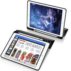 DUX DUCIS DOMO Series Tri-fold Stand PU Leather Smart Auto Wake/Sleep Cover with Pen Groove for iPad 9.7-inch (2018) / (2017)