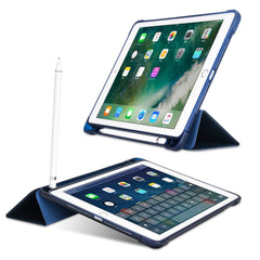 Leather Case for iPad 9.7-inch (2018) / (2017) / iPad Air 2 / Air (2013) Tri-Fold Stand Auto Sleep / Wake Cover with Pencil Holder