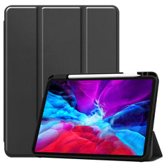 For iPad Pro 12.9 (2022) / (2021) / (2020) / (2018) PU Leather Stable Tri-fold Stand Stand Tablet Flip Case [with Pen Slot]