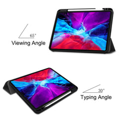 For iPad Pro 12.9 (2022) / (2021) / (2020) / (2018) PU Leather Stable Tri-fold Stand Stand Tablet Flip Case [with Pen Slot]