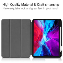 For iPad Pro 12.9 (2022) / (2021) / (2020) / (2018) PU Leather Stable Tri-fold Stand Stand Tablet Flip Case [with Pen Slot]