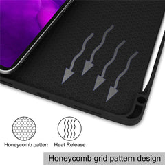 For iPad Pro 12.9 (2022) / (2021) / (2020) / (2018) PU Leather Stable Tri-fold Stand Stand Tablet Flip Case [with Pen Slot]