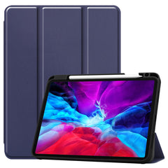 For iPad Pro 12.9 (2022) / (2021) / (2020) / (2018) PU Leather Stable Tri-fold Stand Stand Tablet Flip Case [with Pen Slot]