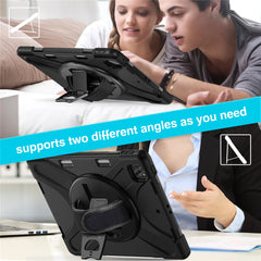 For iPad Pro 12.9-inch (2022) / (2021) / (2020) / (2018) X-Shape PC + TPU Combo Kickstand Case with Hand Strap