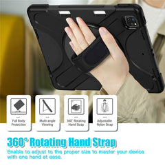 For iPad Pro 12.9-inch (2022) / (2021) / (2020) / (2018) X-Shape PC + TPU Combo Kickstand Case with Hand Strap