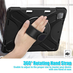 For iPad Pro 12.9-inch (2022) / (2021) / (2020) / (2018) X-Shape PC + TPU Combo Kickstand Case with Hand Strap