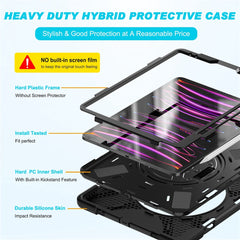 For iPad Pro 12.9-inch (2022) / (2021) / (2020) / (2018) X-Shape PC + TPU Combo Kickstand Case with Hand Strap